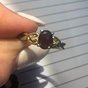 Garnet ring size 9.5  gold electroplate
